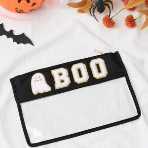 Makeup Bag Cosmetic Boo Ghost Halloween Clear 12 x 8 Inches New With Tags